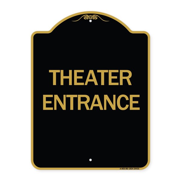 Designer Series Sign-Theater Entrance, Black & Gold Aluminum Sign, 18" H, BG-1824-24431